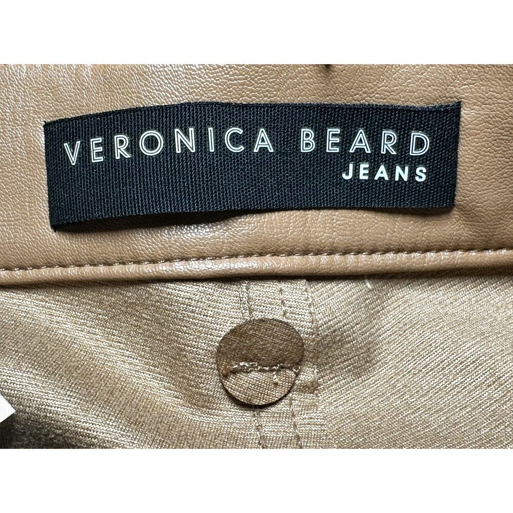 Veronica Beard Maera Cognac Vegan Leather High Rise Ankle Pants Size 2 - Picture 4 of 6